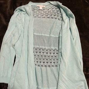 Light blue cardigan with lace size L